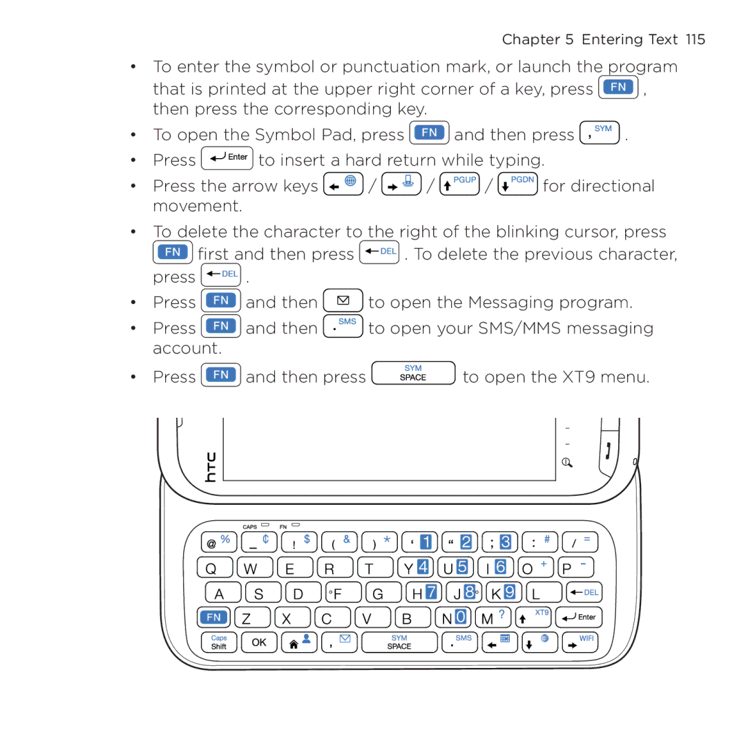 HTC NMRHOD00 user manual Entering Text  